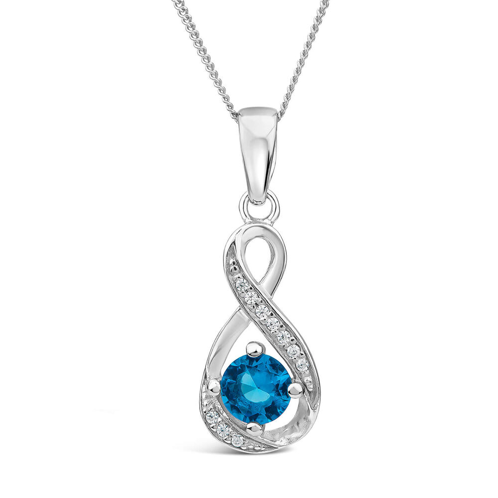 Sterling Silver and Cubic Zirconia December Birthstone Pendant (Chain Included) image number 0