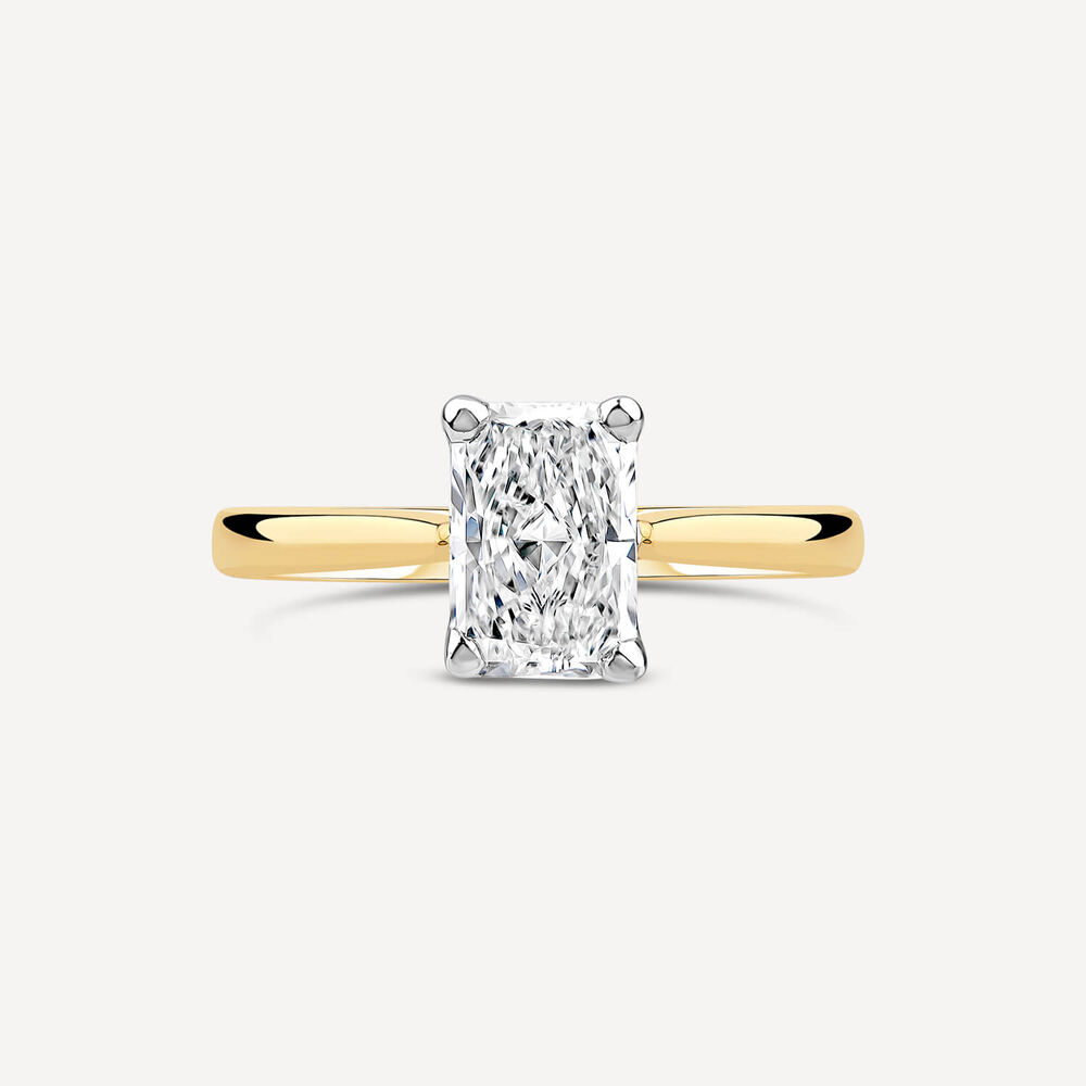 Born 18ct Yellow Gold Lab Grown 1.50ct Diamond Radiant Cut Solitaire Ring image number 1