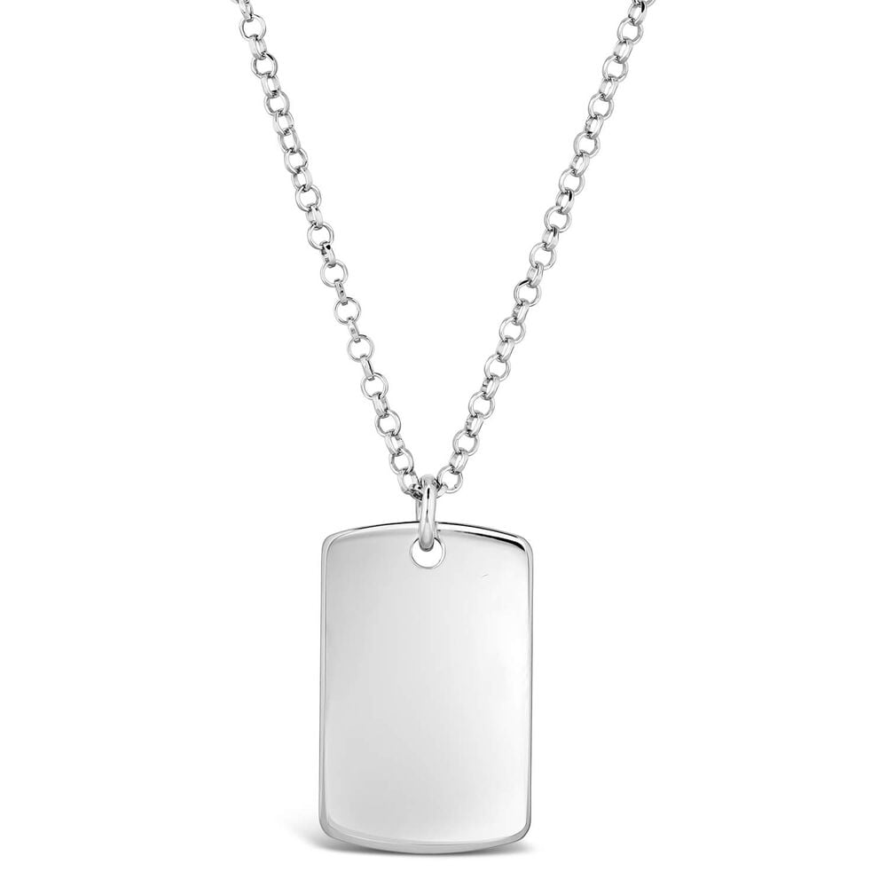 Sterling Silver Plain Rectangle Disc Pendant Necklace (Chain Included) image number 0