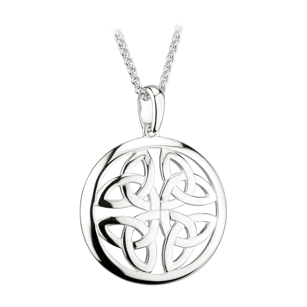 Solvar Sterling Silver Trinity Knot Circle Pendant image number 0