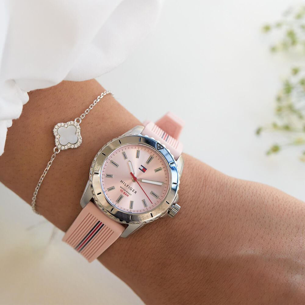 Tommy Hilfiger Girls 32mm Pink Dial Silicone Strap Watch image number 3