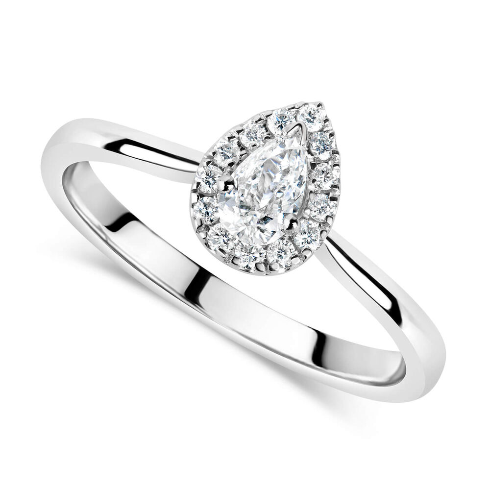 9ct White Gold 0.25ct Diamond Pear Cut Halo Ring