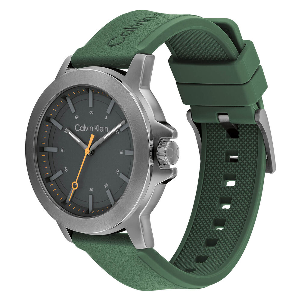 Calvin Klein Reset 42mm Grey Dial Green Rubber Strap Watch image number 1