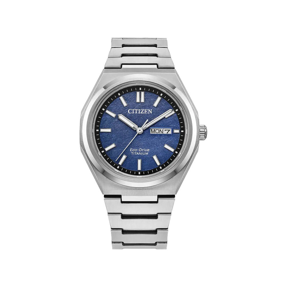 Citizen Super Titanium Zenshin 39mm Blue Dial Silver Tone Titanium Bracelet Watch