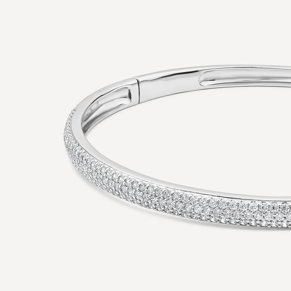 Sterling Silver Pave Cubic Zirconia Bangle image number 1