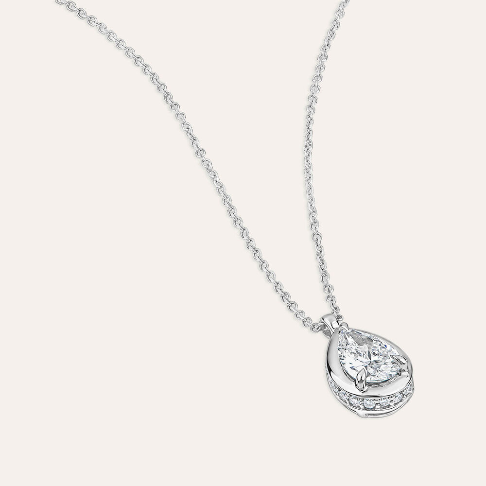 Born Orbit 9ct White Gold Lab Grown 0.82ct Oval Diamond Pendant
