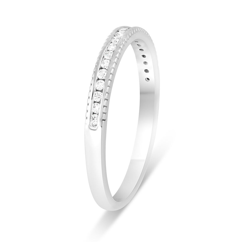 Ladies 9ct White Gold Beaded Edge Half Eternity Ring image number 3