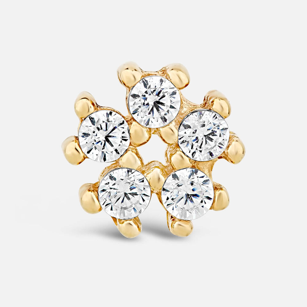 9ct Yellow Gold Cubic Zirconia Flower Single Stud Earring