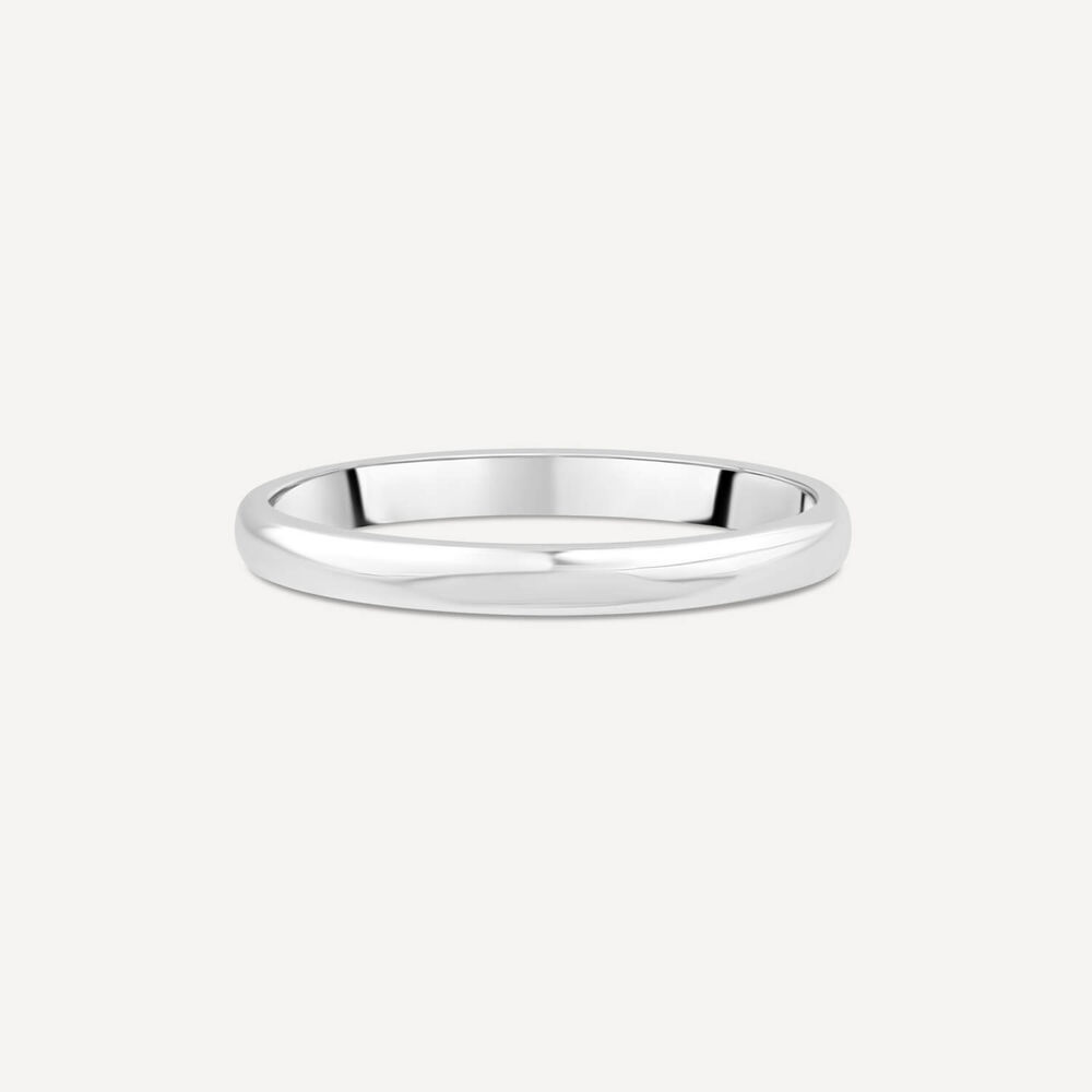 18ct White Gold 2mm Plain D-Shape Wedding Ring image number 2