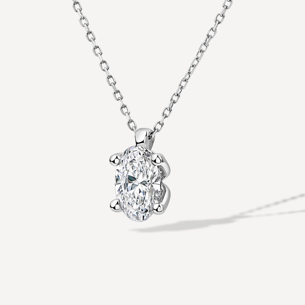 Born 9ct White Gold 1.00ct Lab Grown Oval Diamond Pendant