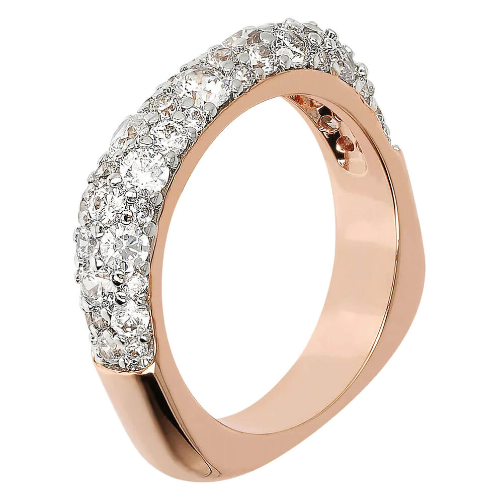 Bronzallure Riviera 18ct Rose Gold Plated Cubic Zirconia Square Shaped Ring (Size O-P)