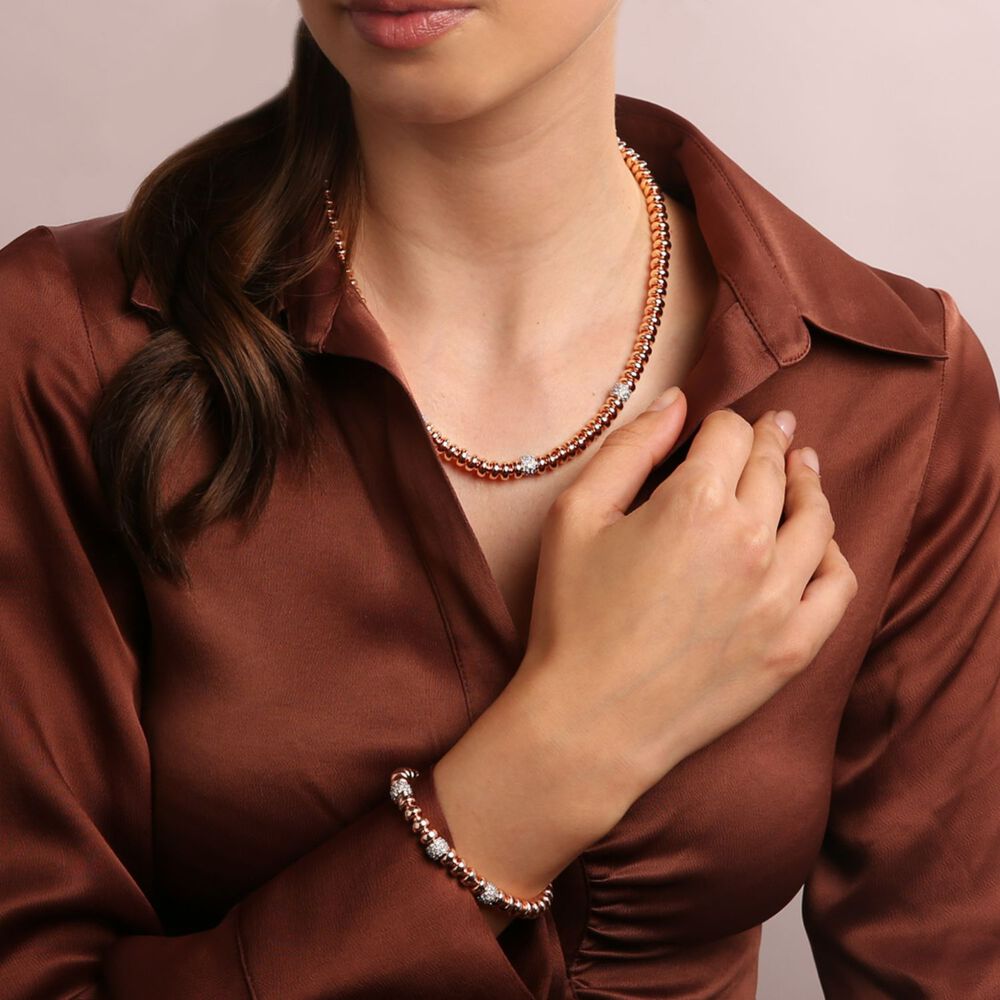 Bronzallure 18ct Rose Gold-Plated Cubic Zirconia Bead Bracelet image number 2