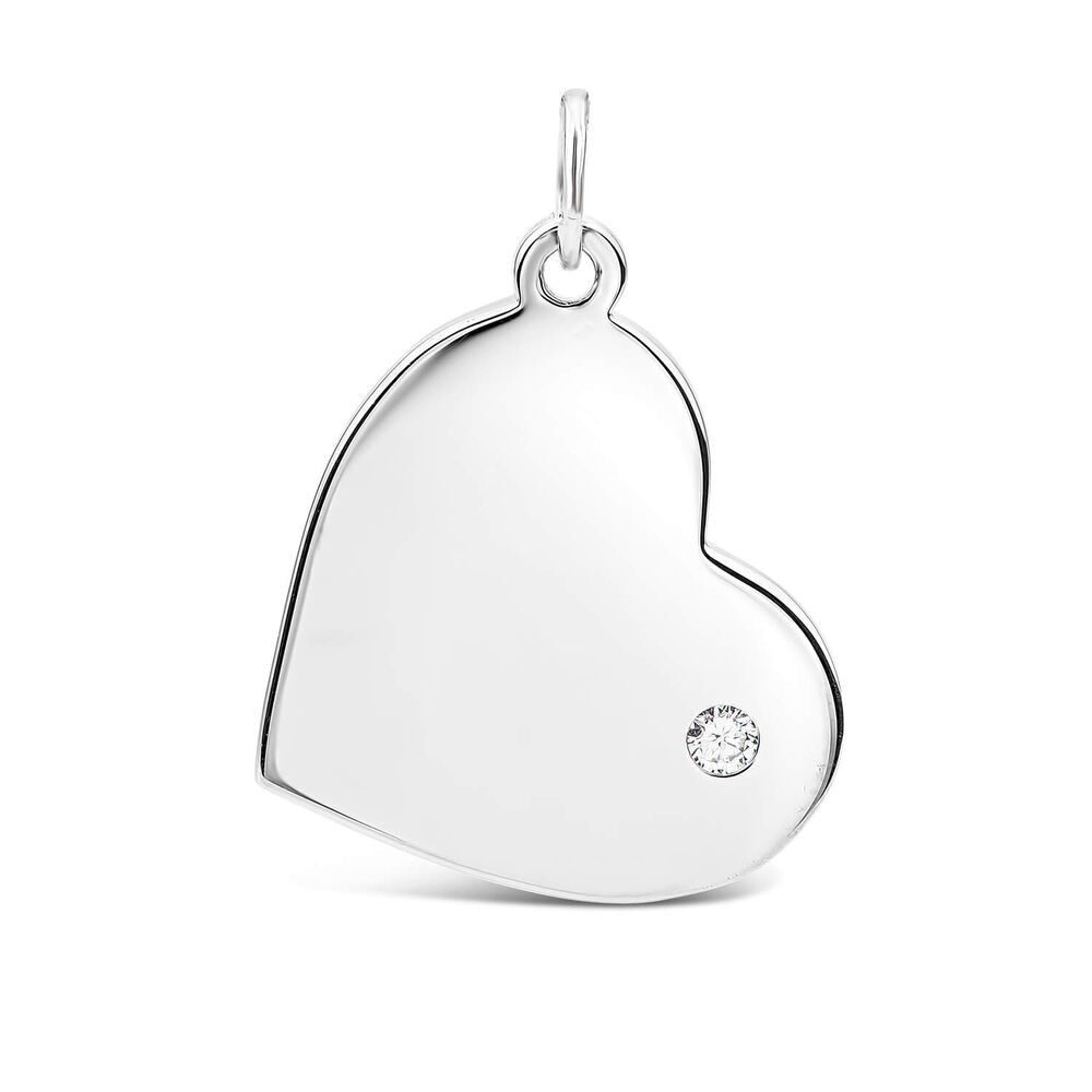 Sterling Silver Polished Heart Disc Pendant image number 0