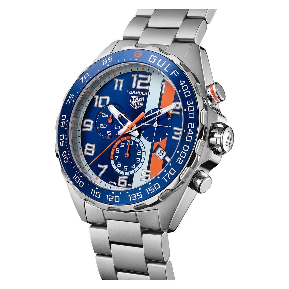 TAG Formula 1 Gulf 43mm Blue & Orange Dial Bracelet Watch image number 3