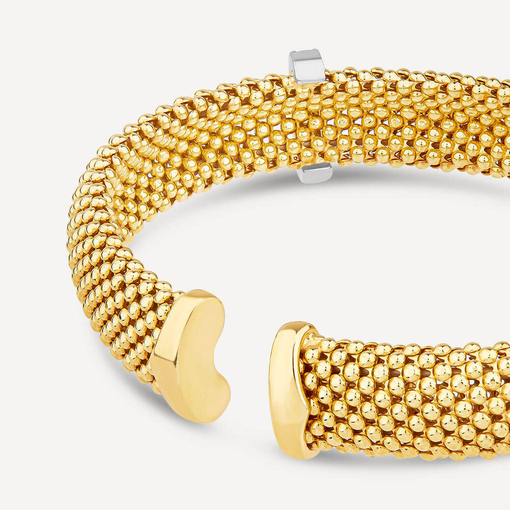 Silver & Yellow Gold Plated Heavy Weight Popcorn Bangle image number 4