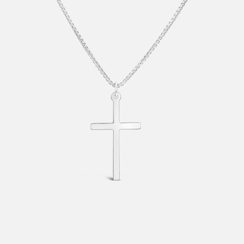 Sterling Silver Plain Cross Box Chain Pendant