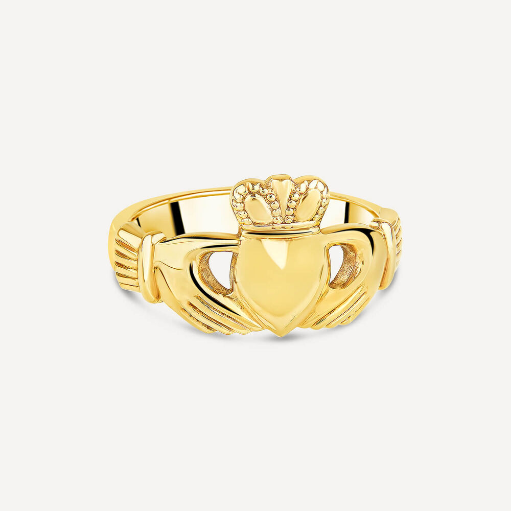 9ct Yellow Gold Hollow Back Claddagh Ring image number 2