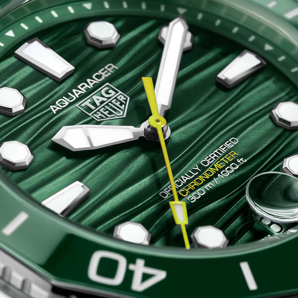 TAG Heuer Aquaracer Professional 300 Date 42mm Green Dial & Ceramic Bezel Steel Bracelet Watch
