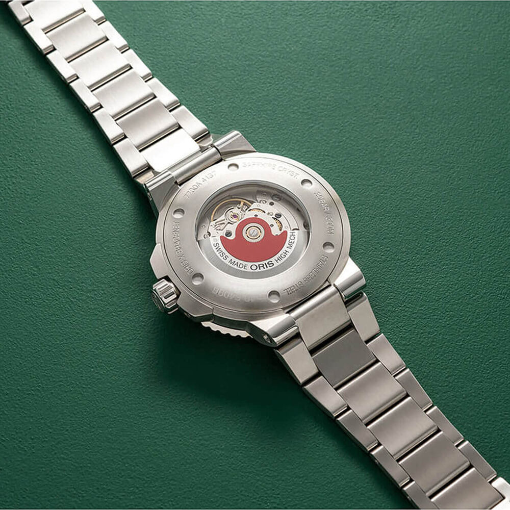 Oris x Bracenet Aquis 43.5mm Green Textured Dial Steel Case & Bracelet Watch