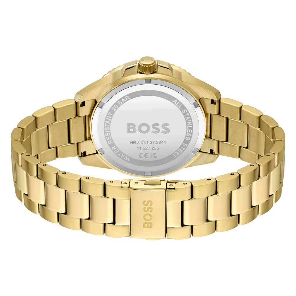Hugo Boss Ace 43mm Quartz Black Dial Yellow Gold IP Case Bracelet Watch image number 3