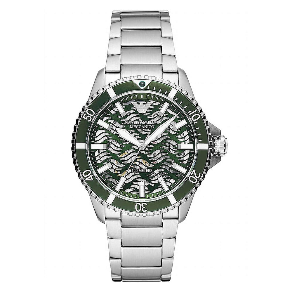 Armani Diver 42mm Green Wave Dial Steel Bracelet Watch