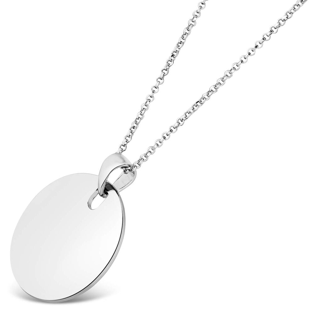 Sterling Silver Large Round Disc Pendant Necklace image number 1