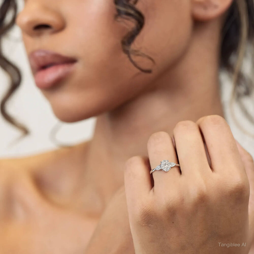 Born Platinum Lab Grown 1.40ct Oval & Pear Sides Diamond Ring