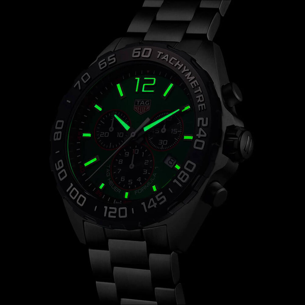 TAG Heuer Formula 1 Quartz Chronograph 43mm Green Dial Stainless Steel Bracelet Watch image number 4
