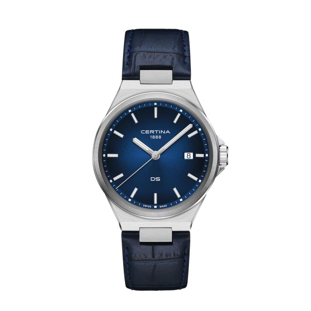 Certina DS-7 Quartz 39mm Blue Dial Leather Strap Watch image number 0