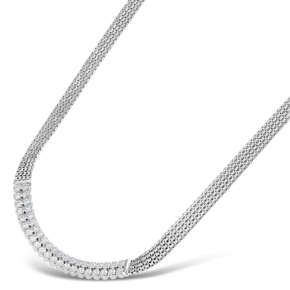 Sterling Silver Double Row Crystal Necklet