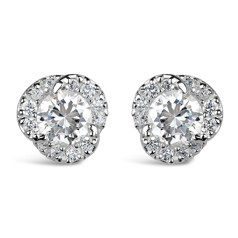 Sterling Silver Cubic Zirconia Pavé Knot Stud Earrings