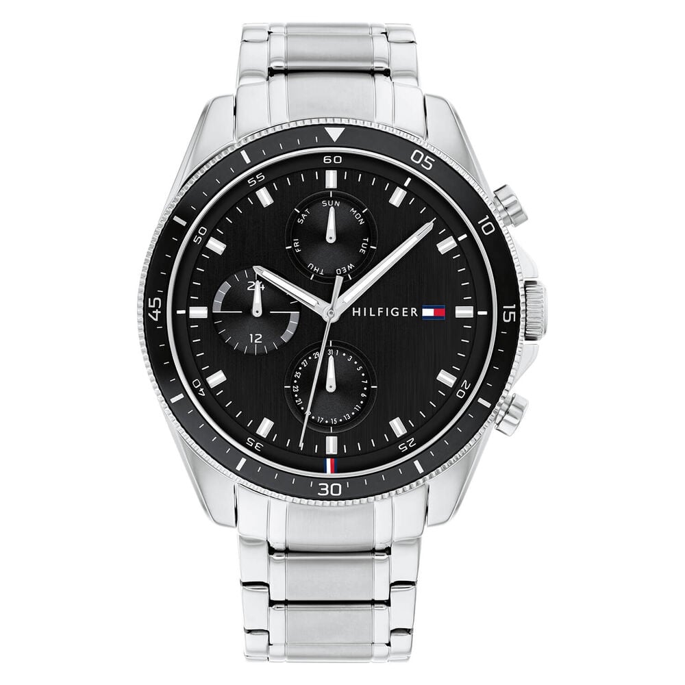 Tommy Hilfiger 44 mm Black Dial Chronograph Steel Case Bracelet Watch image number 0