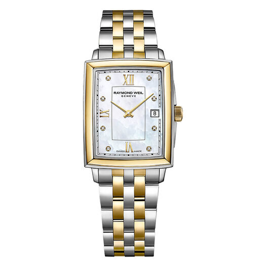 Raymond Weil Toccata Quartz Diamond Mother of Pearl Two Tone Stainless Steel Yellow Gold PVD Case Bracelet Watch