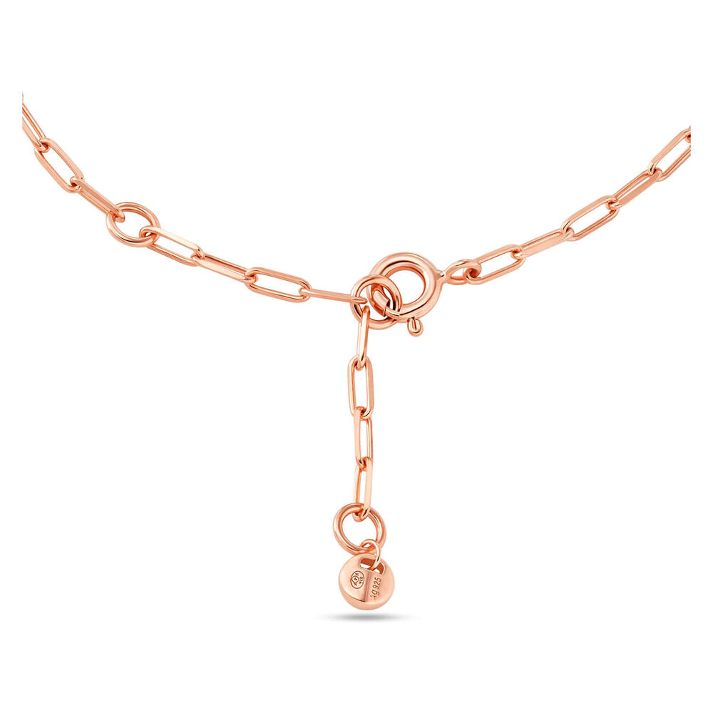 Michael Kors Statement 14ct Rose Gold Plated Cubic Zirconia Logo Link Chain Bracelet image number 1