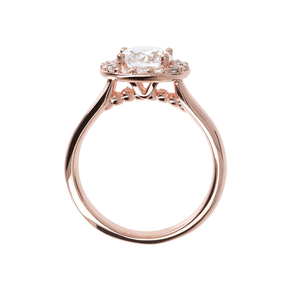Bronzallure Altissima 18ct Rose Gold-Plated Crystal Halo Ring