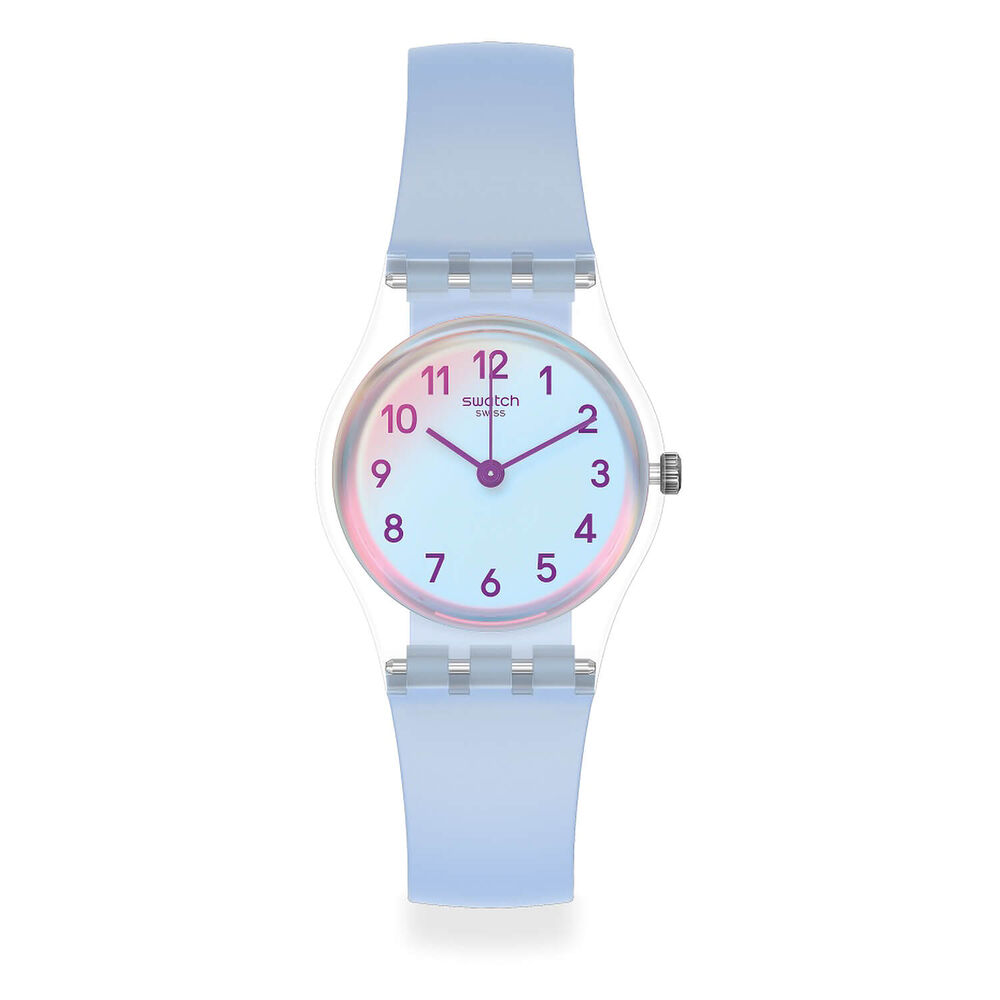 Swatch Casual Blue 25mm Transparent Multicolour Dial Blue Strap Ladies Watch image number 1