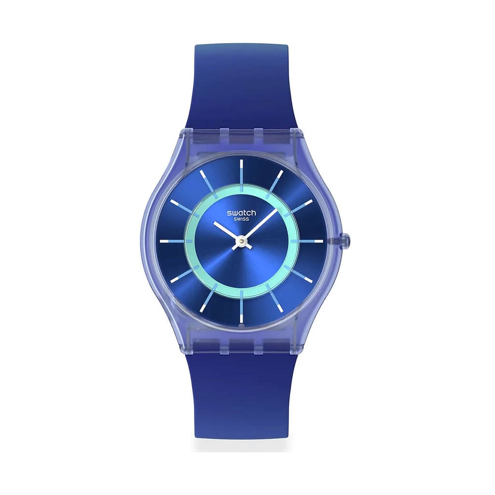 Swatch Skin Jammy Grape Dream 34mm Blue Dial Blue Gradient Silicon Strap Watch image number 0
