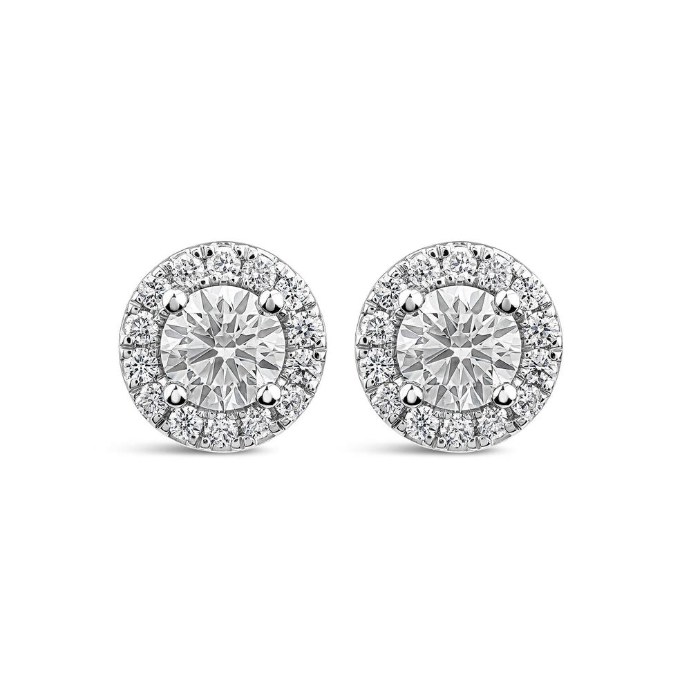 Born 9ct White Gold Lab Grown 1.06ct Diamond Halo Stud Earrings