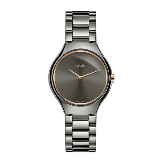 Rado Menâ€™s Grey Dial Black Ceramic Stainless Steel Bracelet Strap Watch