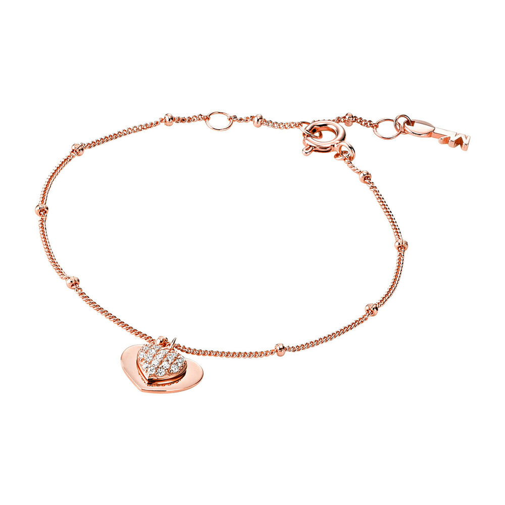 Michael Kors Rose Gold & Crystal Heart Bracelet