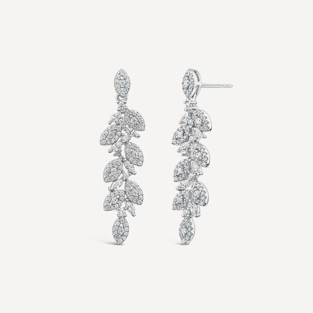 Sterling Silver Marquis Flower Drop Earrings