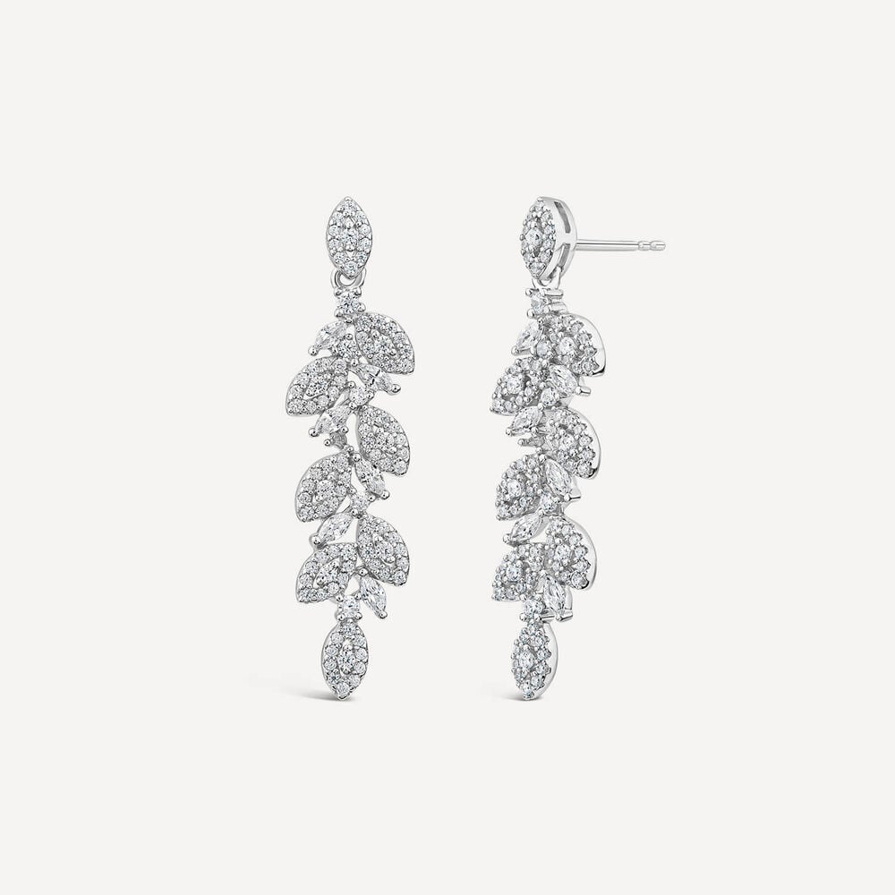 Sterling Silver Marquis Flower Drop Earrings