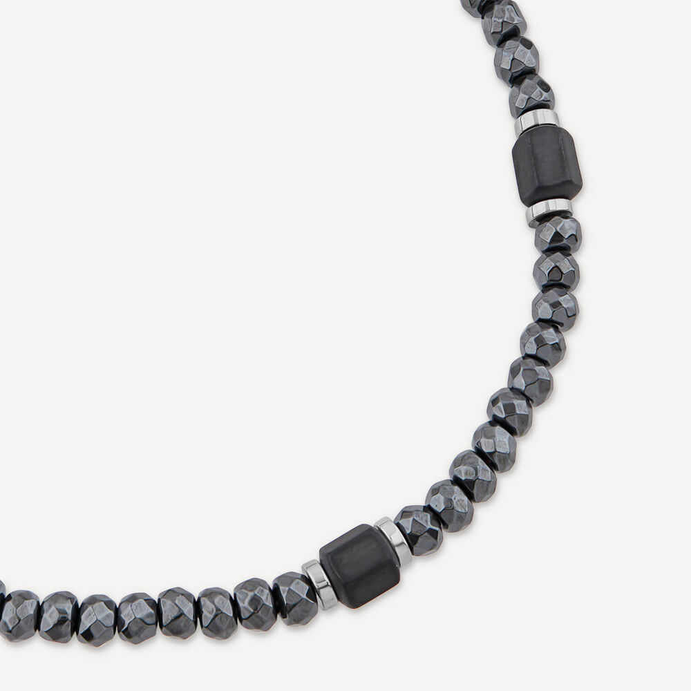 Steel Diamond Cut Hematite Bead Bracelet image number 1