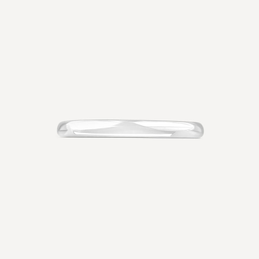 18ct White Gold 2mm Plain D-Shape Wedding Ring