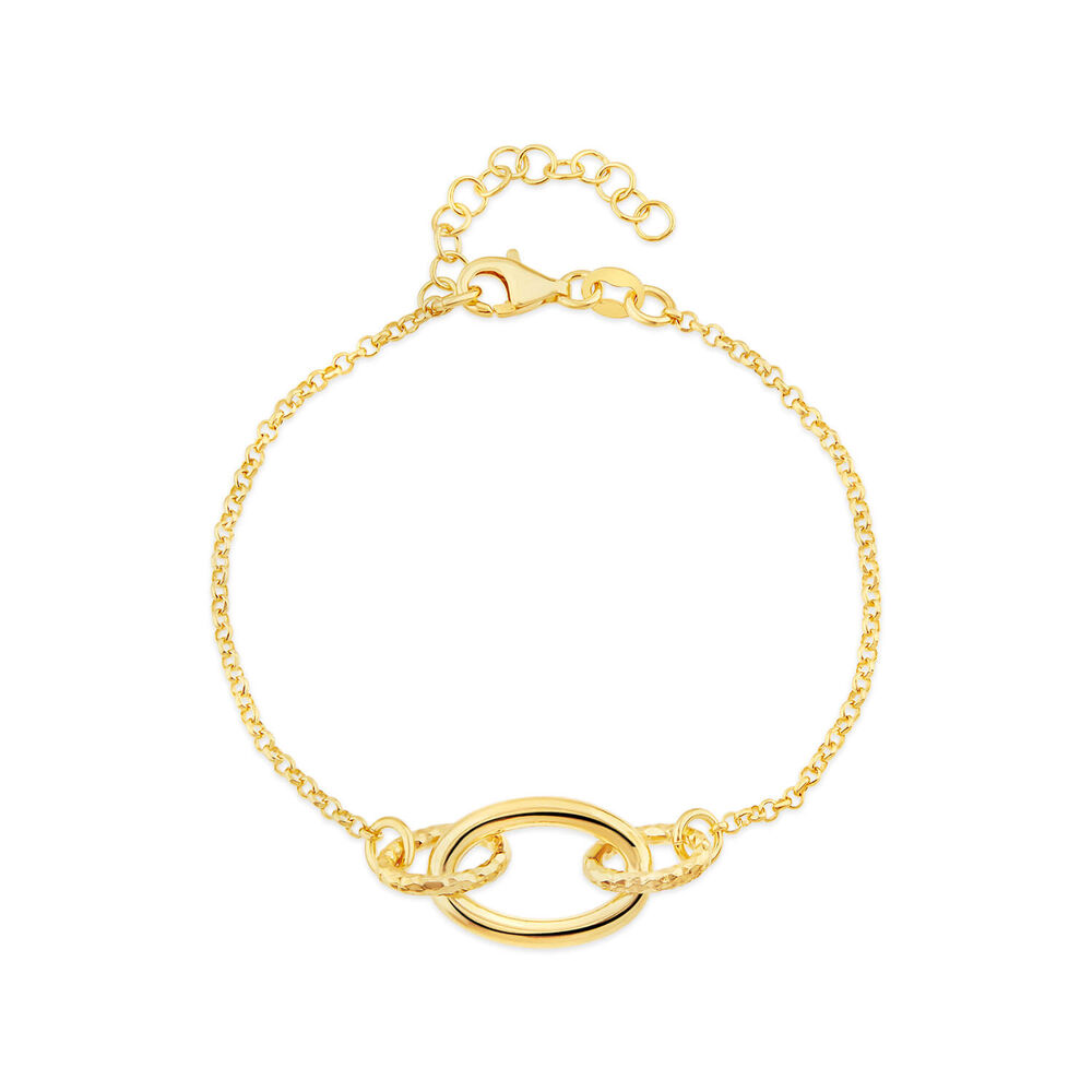 Yellow Gold Plated Sterling Silver Diamond Cut & Polished Link Bracelet image number 0