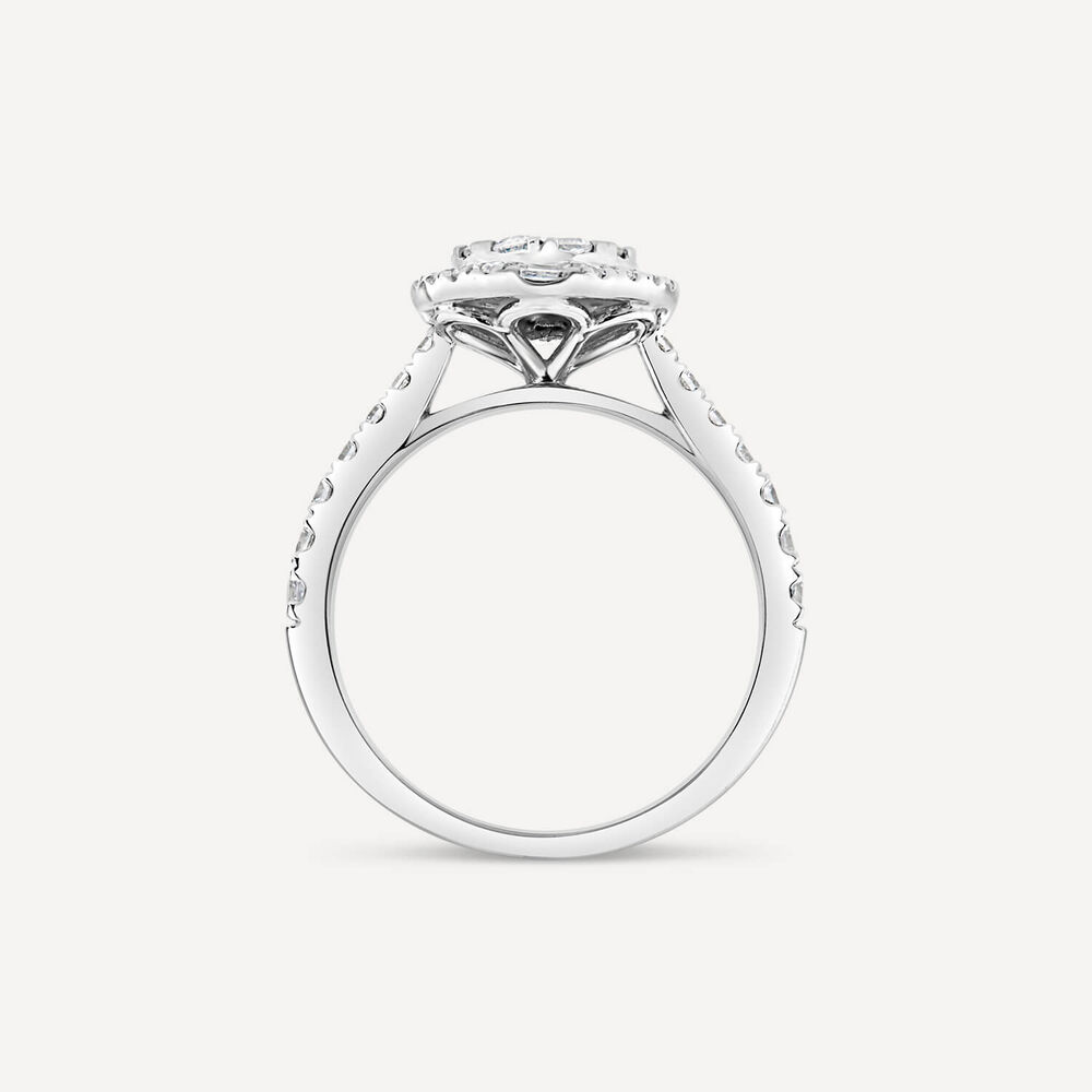 Platinum 1ct Oval Cluster Diamond & Shoulders Engagement Ring image number 3