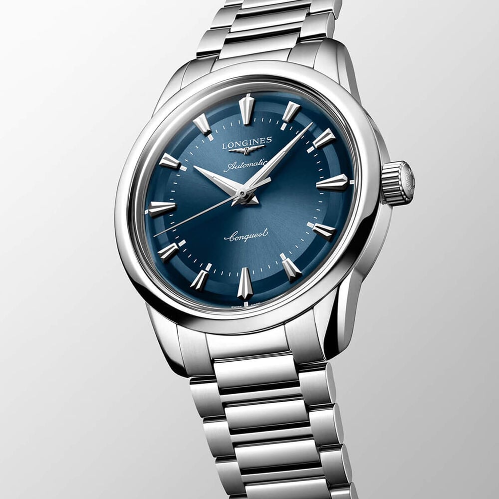 Longines Conquest Heritage 38mm Blue Dial Stainless Steel Bracelet Watch image number 1
