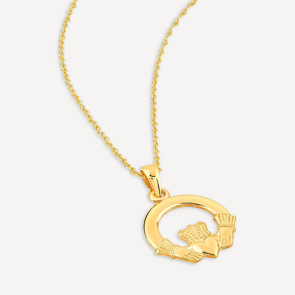 9ct Yellow Gold Plain Claddagh Pendant image number 3