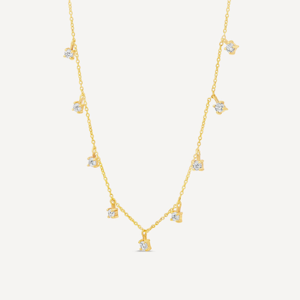 9ct Yellow Gold Droplet Cubic Zirconia Necklet image number 2
