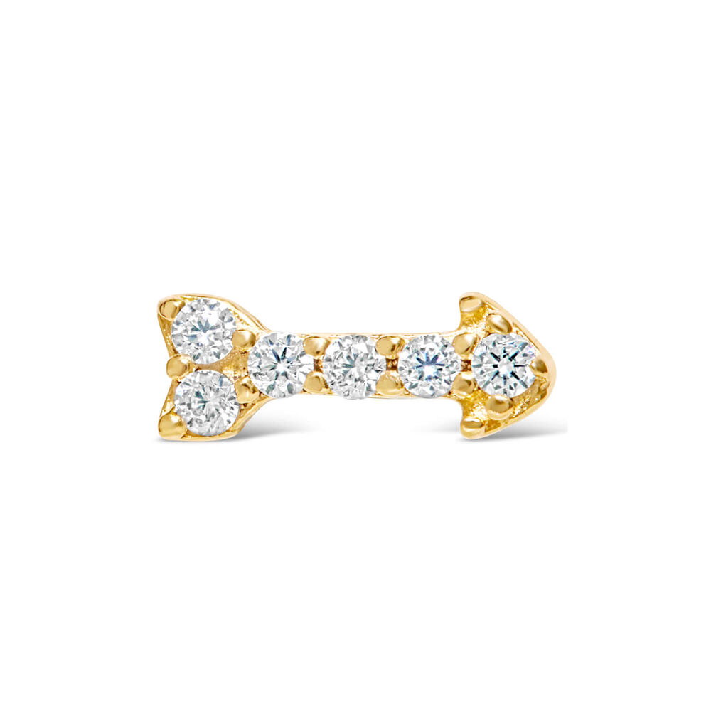 9ct Yellow Gold Cubic Zirconia Set Arrow Single Stud Earring